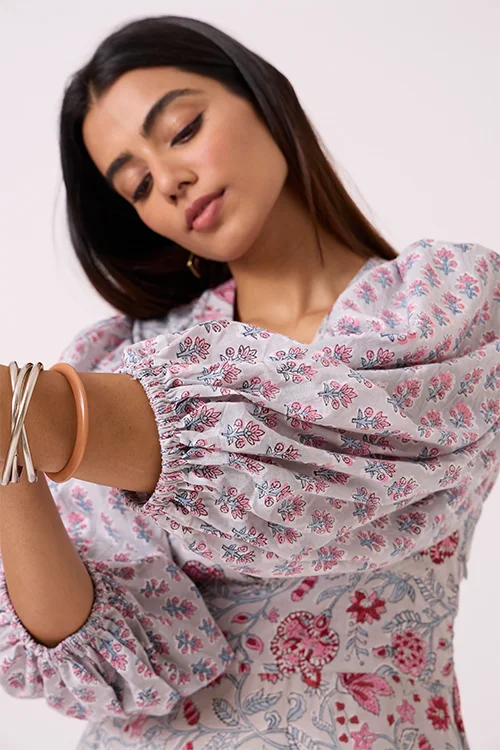 Okhai "Flora" Hand Block Printed Pure Cotton Dress - Image 3