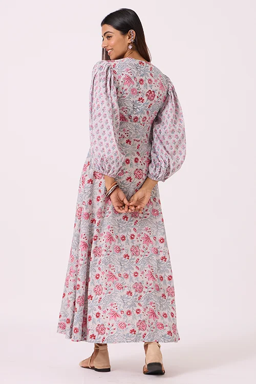 Okhai "Flora" Hand Block Printed Pure Cotton Dress - Image 5