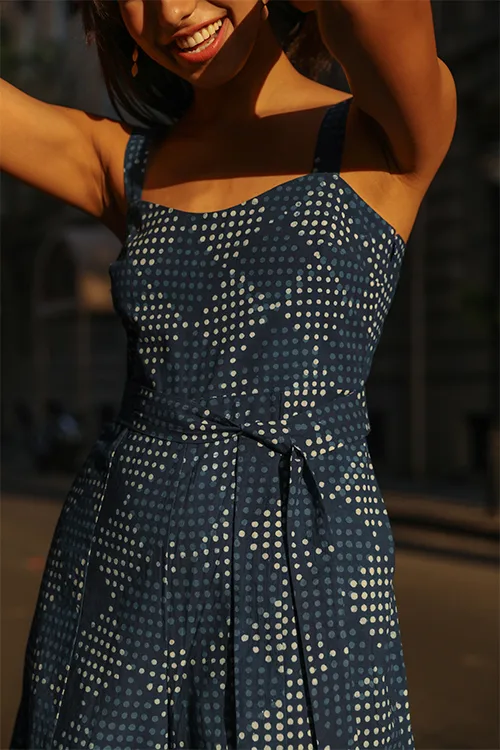 Okhai 'Forget Me Not' Pure Cotton Indigo Sleeveless Jumpsuit - Image 2