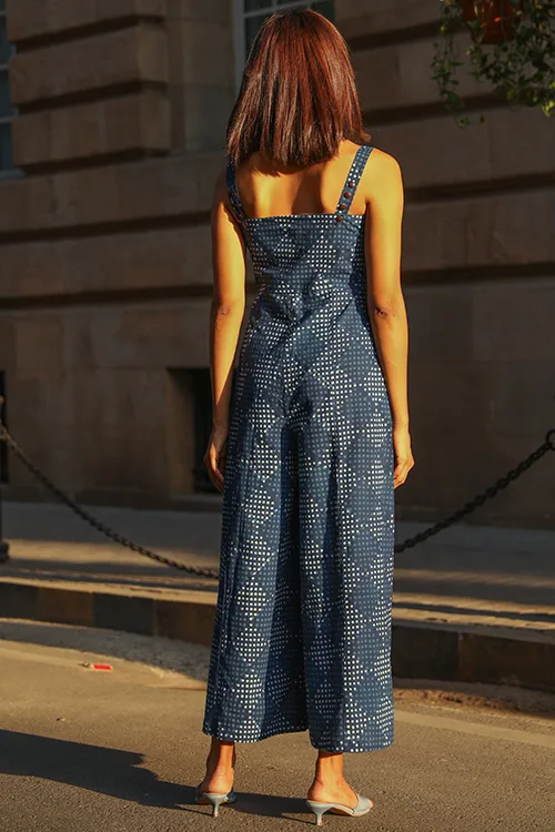 Okhai 'Forget Me Not' Pure Cotton Indigo Sleeveless Jumpsuit - Image 3