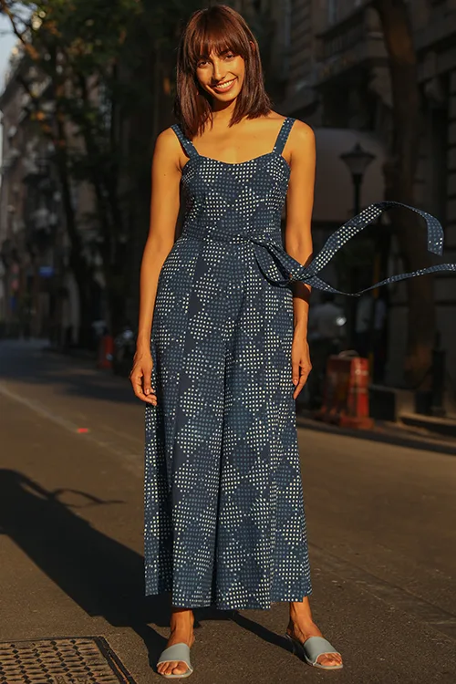 Okhai 'Forget Me Not' Pure Cotton Indigo Sleeveless Jumpsuit - Image 5