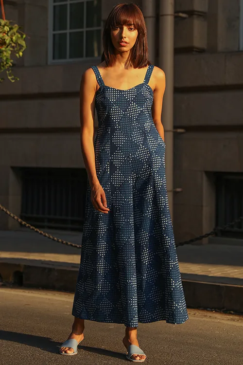 Okhai 'Forget Me Not' Pure Cotton Indigo Sleeveless Jumpsuit - Image 8