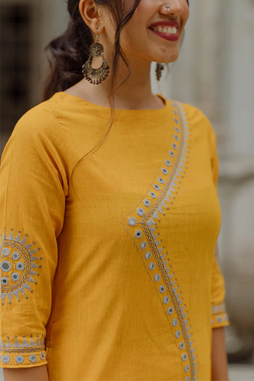 Okhai "Golden Goddess" Embroidery Work Kurta | Rescue - Image 6