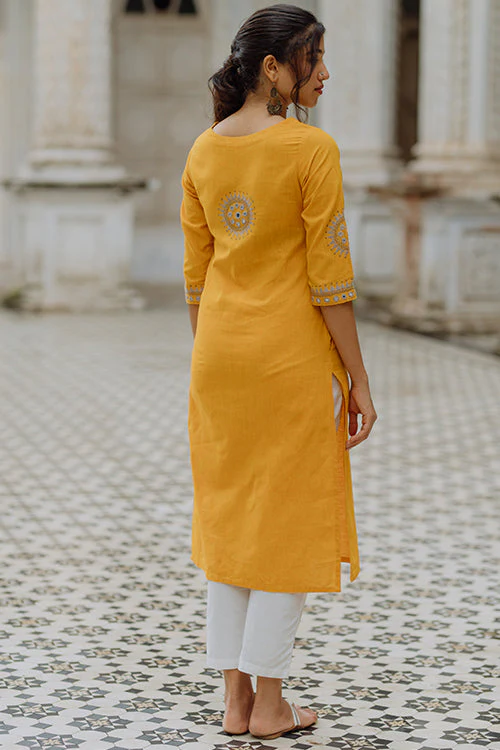 Okhai "Golden Goddess" Embroidery Work Kurta | Rescue - Image 7