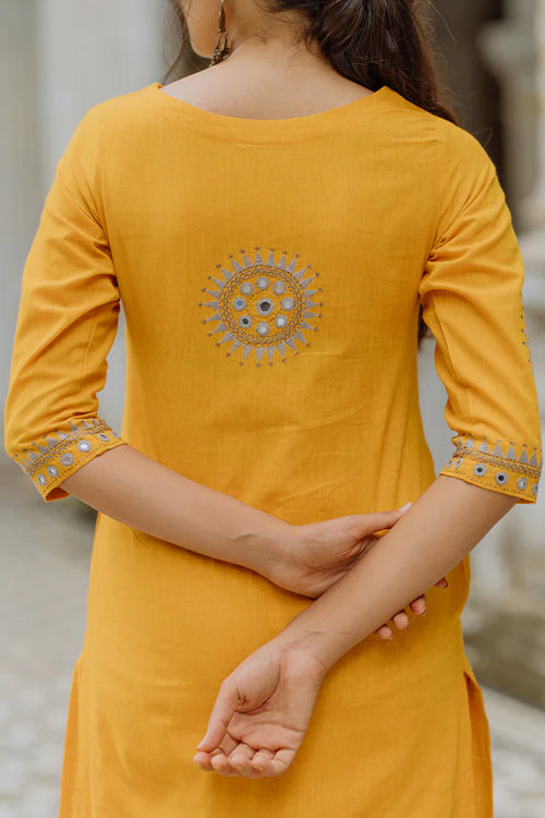 Okhai "Golden Goddess" Embroidery Work Kurta | Rescue - Image 8