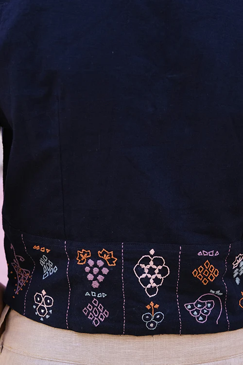Okhai "Grape splash" Rabari Embroidery And Mirror Work Pure Cotton Top - Image 6