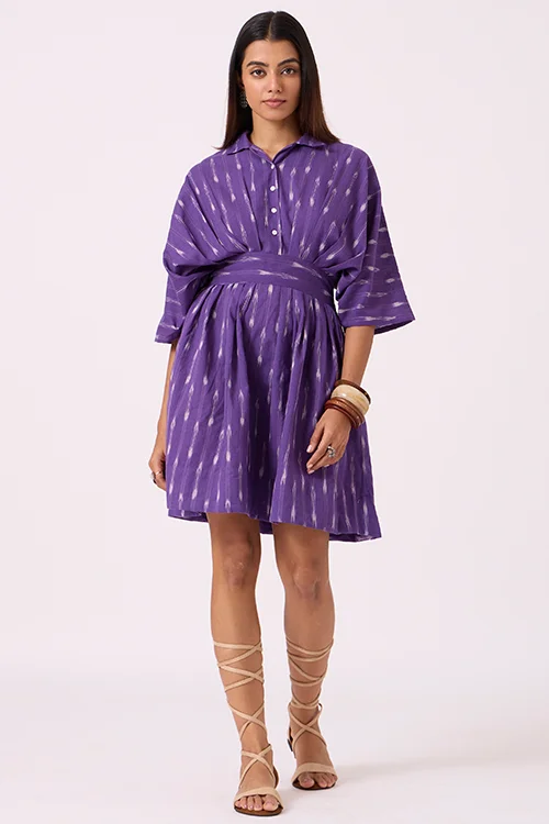 Okhai "Heather" Pure Cotton Ikat Short Dress - Image 4