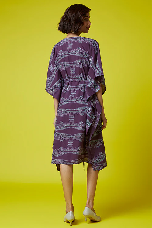 Okhai 'Heritage' Pure Cotton Hand Block Printed Mirror Work Kaftan - Image 4
