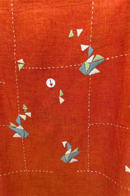 Okhai 'Hummingbird' Cotton Handloom Hand Embroidered Sleeveless Dress | Rescue - Image 3