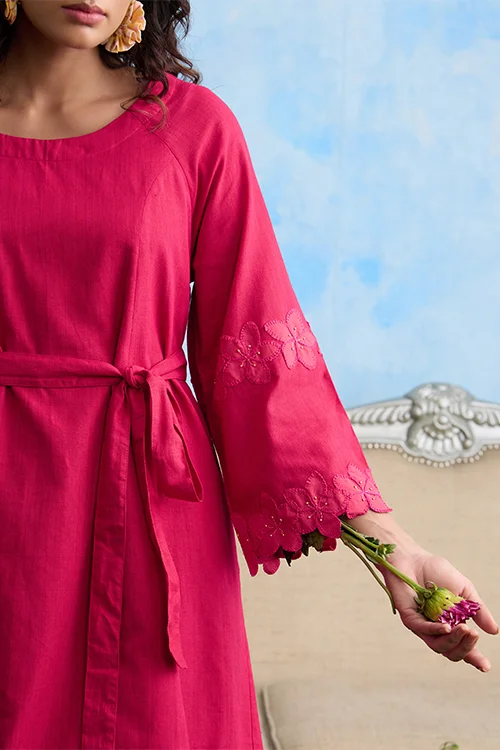 Okhai "Hyacinth" Hand Embroidered Pink Handloom Dress - Image 2