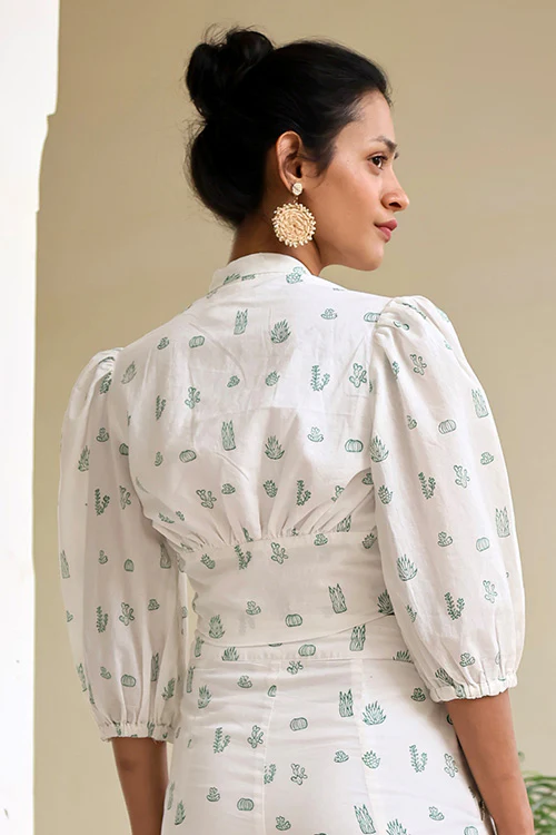 Okhai "Imania" Handblock Printed Cotton Tie Top - Image 3