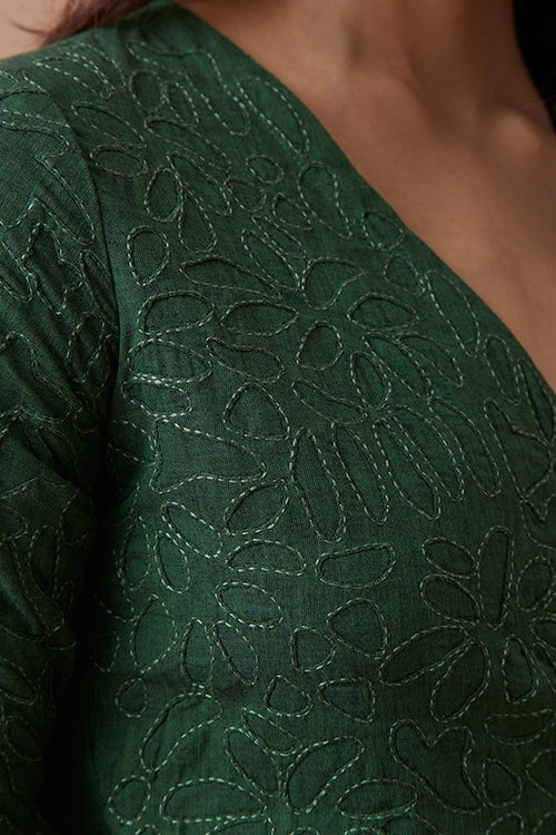 Okhai 'Innate' Pure Cotton Applique Work Hand Embroidered Wrap Top - Image 2
