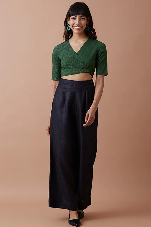 Okhai 'Innate' Pure Cotton Applique Work Hand Embroidered Wrap Top - Image 7