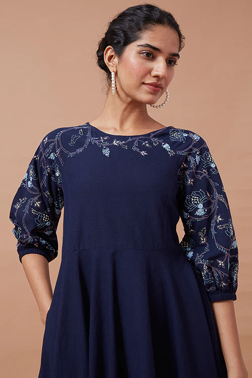 Okhai Joyous Pure Cotton Hand Embroidered Mirror Work Dress | Rescue - Image 6
