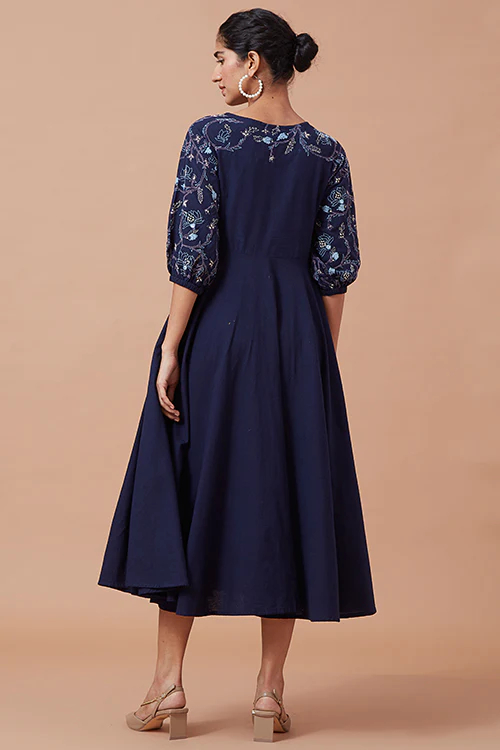 Okhai Joyous Pure Cotton Hand Embroidered Mirror Work Dress | Rescue - Image 7