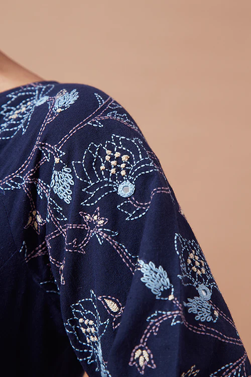 Okhai Joyous Pure Cotton Hand Embroidered Mirror Work Dress | Rescue - Image 8