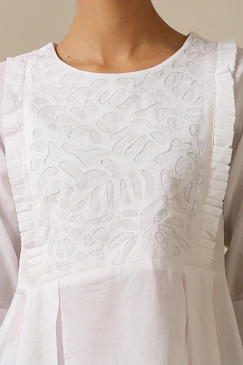 Okhai 'Kanso' Pure Cotton Applique Work Hand Embroidery Work Top - Image 2