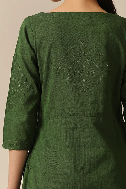 Okhai 'Kites' Pure Cotton Applique Work Hand Embroidered Mirror Work Kurta Pant Set - Image 5