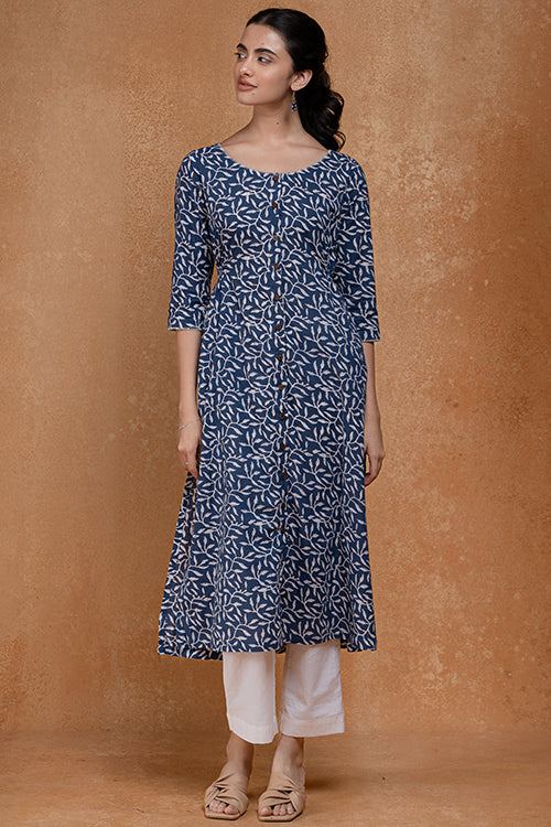 Okhai "Leafy Haze" Handblock Printed Pure Cotton Kurta - Image 2