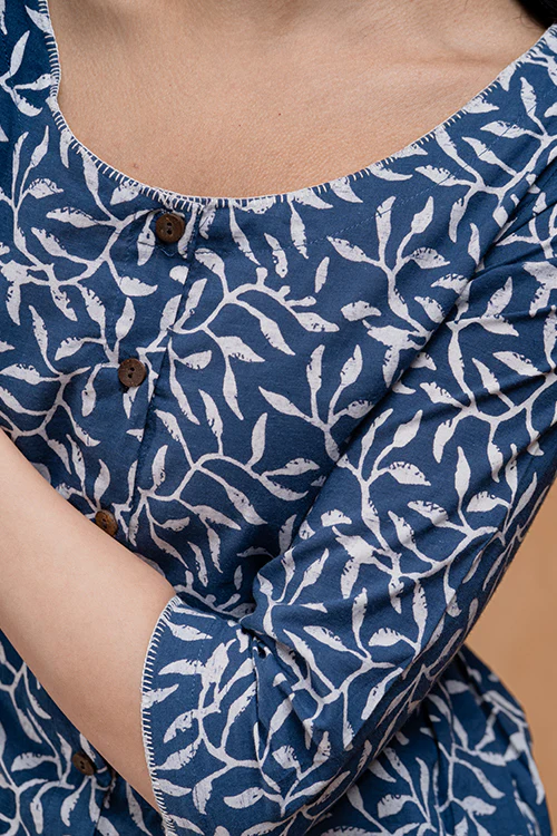 Okhai "Leafy Haze" Handblock Printed Pure Cotton Kurta - Image 5