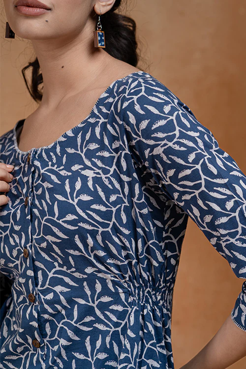 Okhai "Leafy Haze" Handblock Printed Pure Cotton Kurta - Image 6
