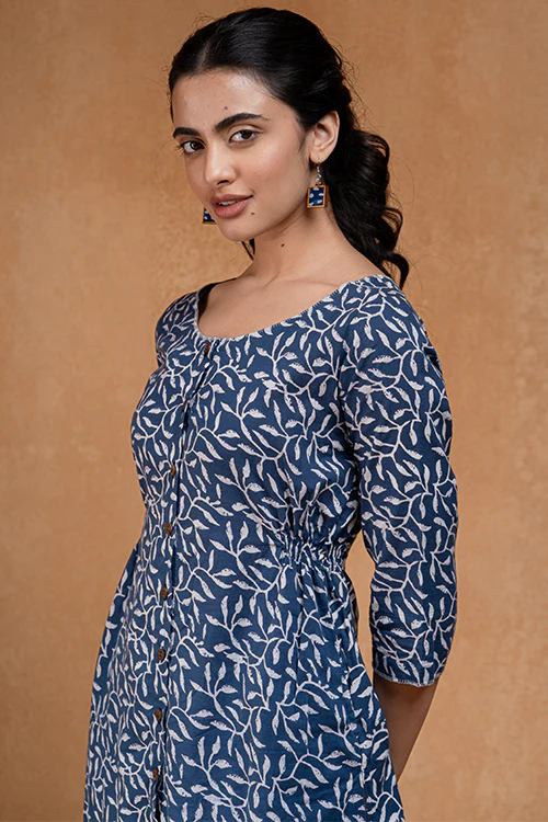 Okhai "Leafy Haze" Handblock Printed Pure Cotton Kurta - Image 8