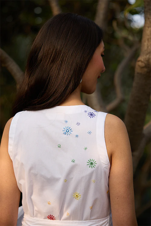 Okhai "Magical Elixir" Hand-Embroidered and Mirrorwork Pure Cotton Wrap Dress - Image 6
