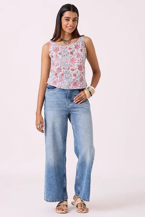 Okhai "Magnolia" Hand Block Printed Pure Cotton Top - Image 2