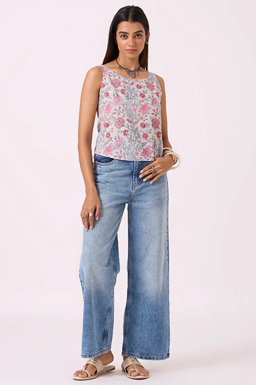 Okhai "Magnolia" Hand Block Printed Pure Cotton Top - Image 5