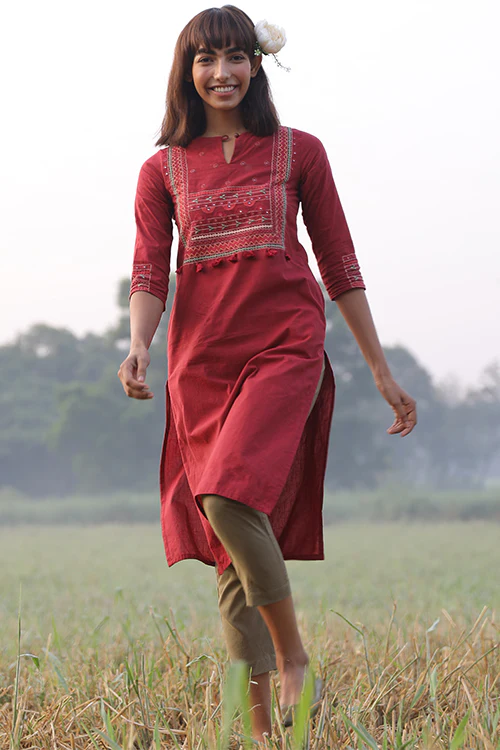 Okhai 'Marvel' Hand Embroidered Pure Cotton Kurta - Image 6