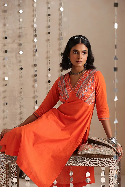 Okhai "Mehran" Hand-Embroidered Pure Cotton Kurta Pant Set