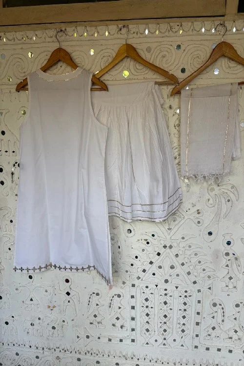 Okhai 'Milky Swan' Gota Patti Kurta Sharara Dupatta Set | Rescue - Image 4