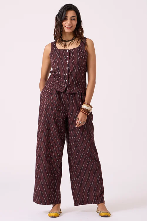 Okhai "Mirage" Pure Cotton Ikat High Waisted Pants - Image 2