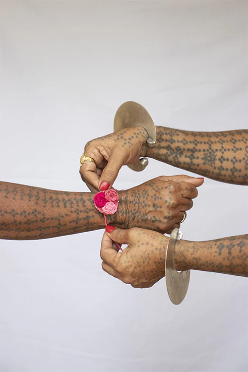 Okhai 'Mirth' Pink Crochet Rakhi - Image 2