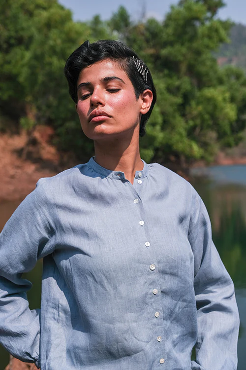Okhai 'Monochromatic' Cotton Linen Shirt - Image 3