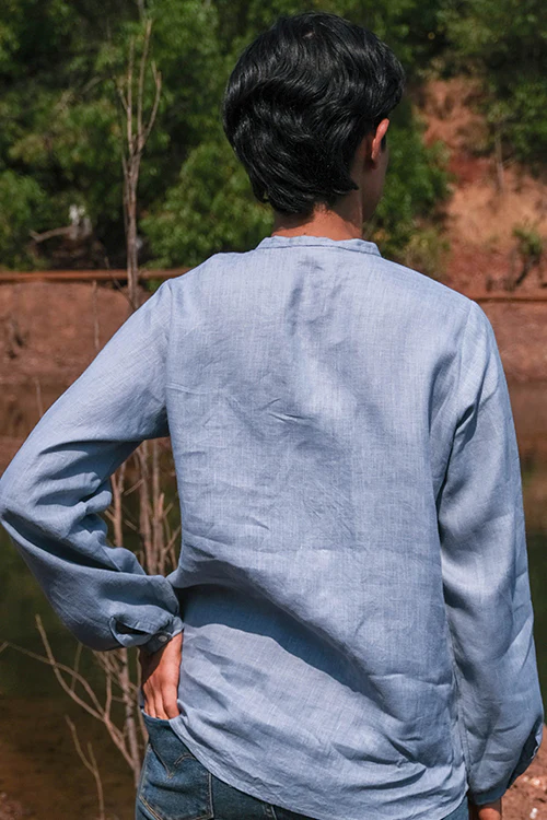 Okhai 'Monochromatic' Cotton Linen Shirt - Image 4