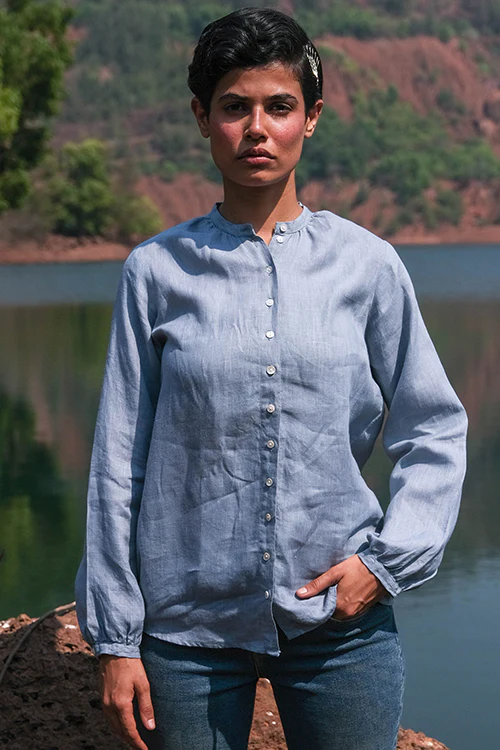 Okhai 'Monochromatic' Cotton Linen Shirt - Image 6