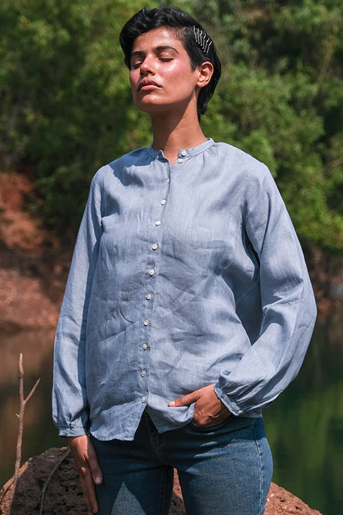 Okhai 'Monochromatic' Cotton Linen Shirt - Image 7