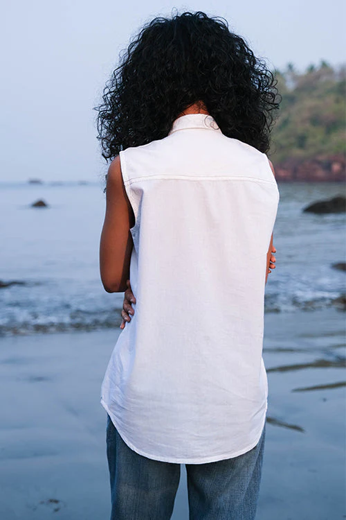 Okhai 'Morning Snow' Hand Embroidery Work Shirt| Rescue - Image 7