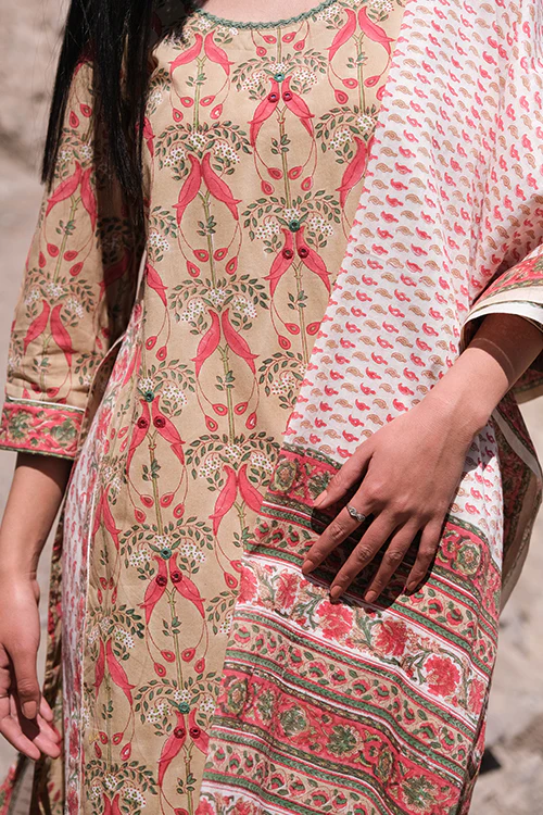 Okhai "Nagma" Handblock Printed Mirrorwork Kurta Pant Set - Image 3