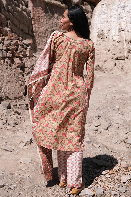 Okhai "Nagma" Handblock Printed Mirrorwork Kurta Pant Set - Image 6