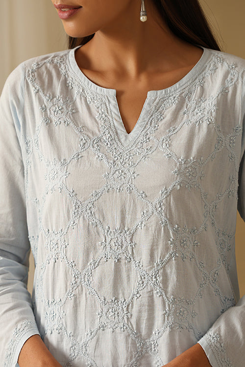 Okhai "Naqashi" Chikankari Pure Cotton Top - Image 2
