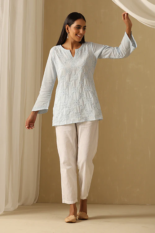 Okhai "Naqashi" Chikankari Pure Cotton Top - Image 5