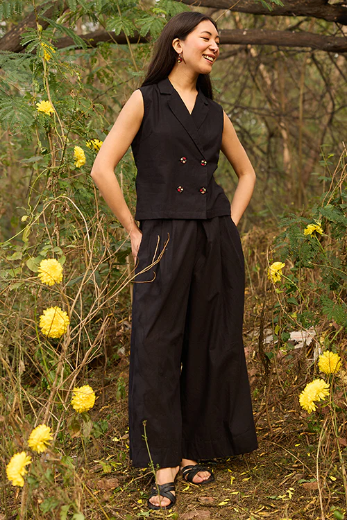 Okhai "Nightshade" Hand-Embroidered Black Pure Cotton Top - Image 6