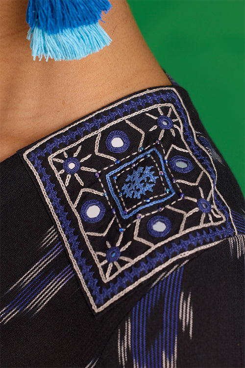 Okhai “Nilgiri” Hand-Embroidered and Mirror work Ikkat Pure Cotton Dress - Image 3