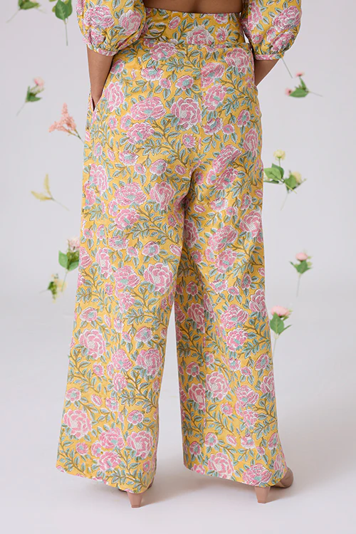 Okhai "Orchard" Handblock Printed Pure Cotton High-Waisted Pants - Image 2