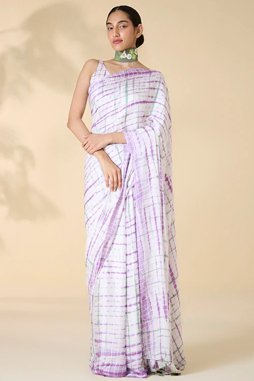 Okhai "Orchid Love" Tie-and-Dye Modal Silk Saree with Blouse Piece - Image 3