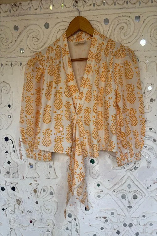 Okhai 'Pineapple' Hand Block Printed Tie Top | Rescue - Image 4