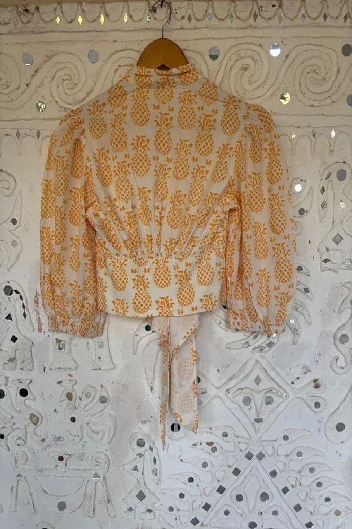 Okhai 'Pineapple' Hand Block Printed Tie Top | Rescue - Image 5