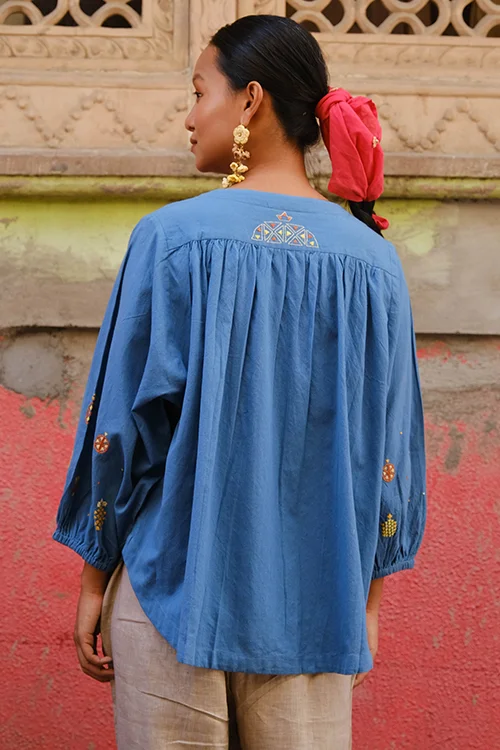 Okhai "Pineapple punch" Suf Embroidered Hand-woven Cotton Antifit Top - Image 3